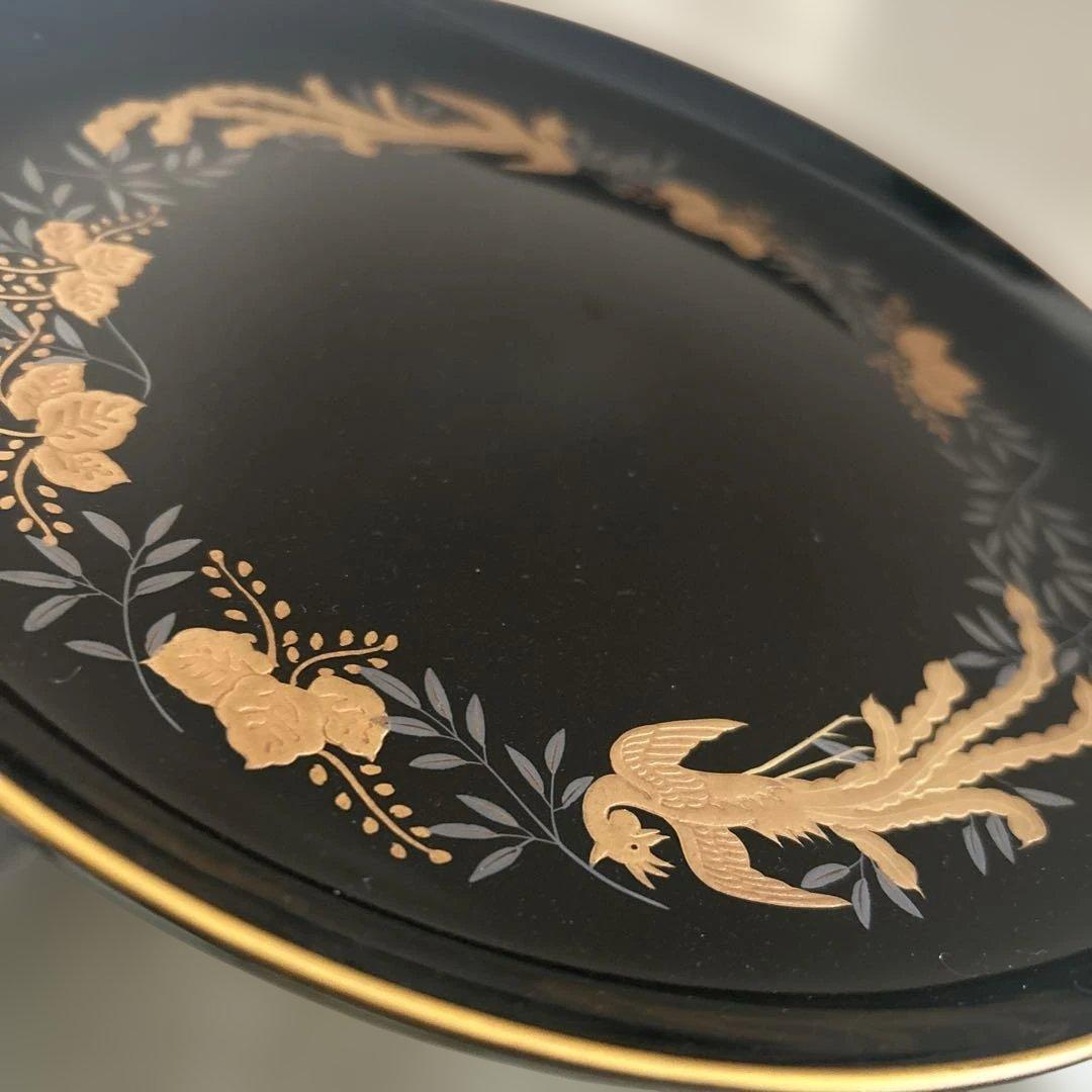 天然木 黒漆 蒔絵 鳳凰図 高杯高坏高付台 菓子器