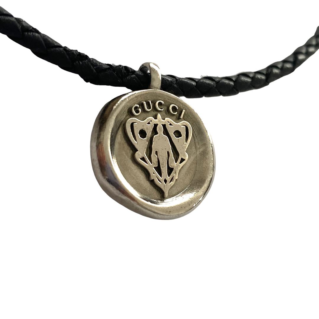 グッチ クレストマーク ネックレス レザー＆シルバー 925 良品 - メルカリ