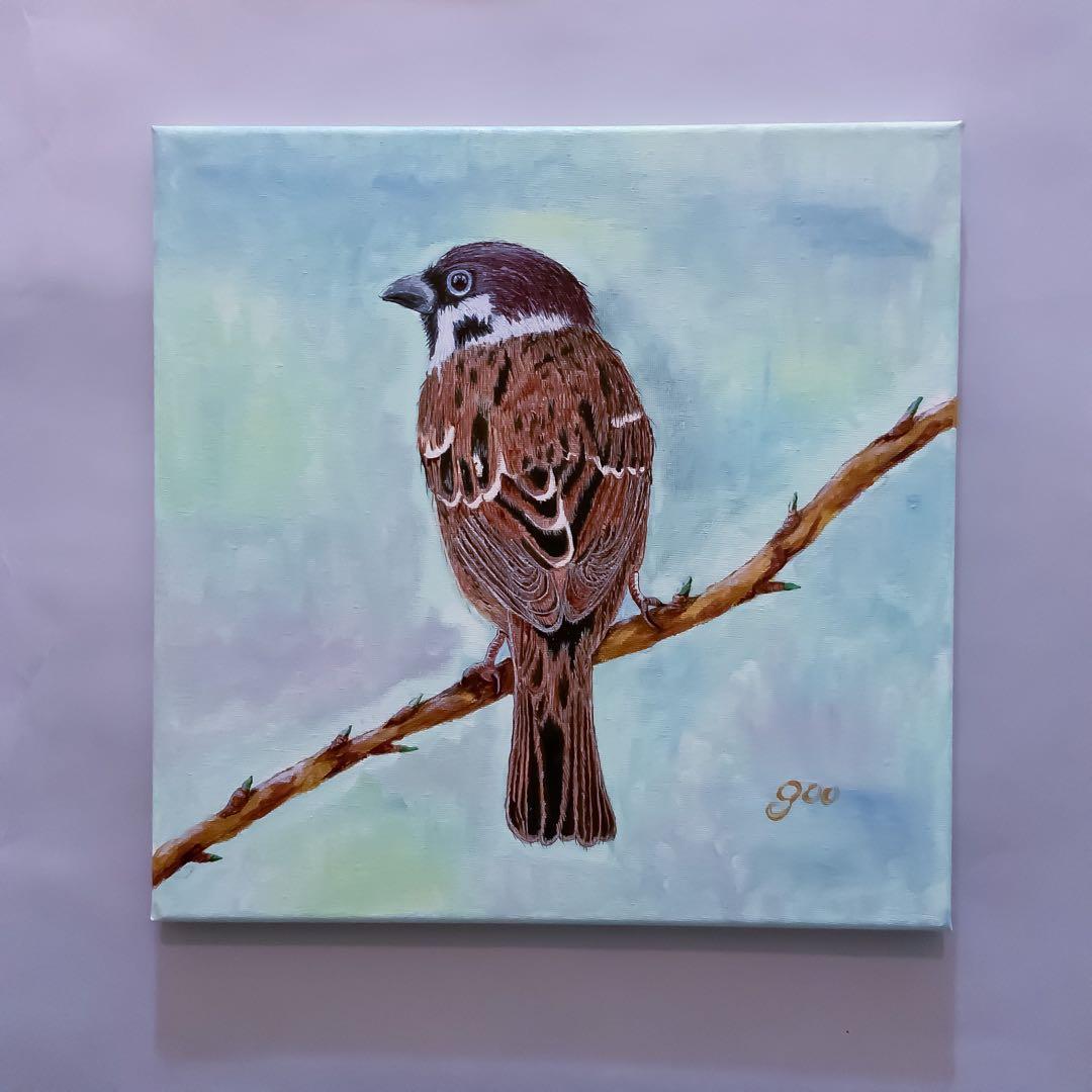 各種公募展入選作家による現代アートリアリズム作品　『山スズメ』