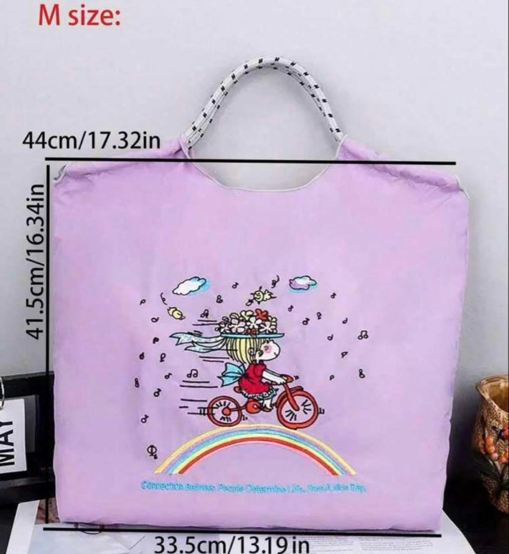 自転車 刺繍エコバッグ 女の子 トートバッグ あどちゃん 水森亜土