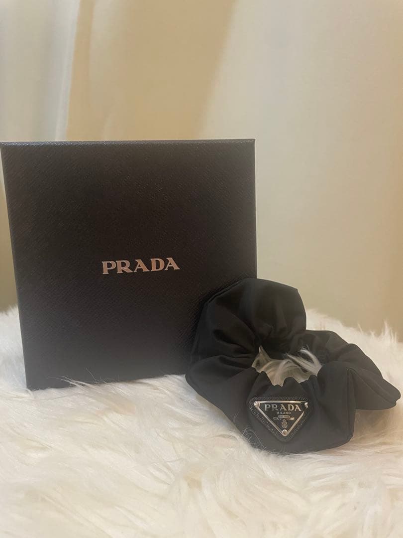 PRADA プラダ ナイロンシュシュ ブラック トライアングルロゴ シルバー