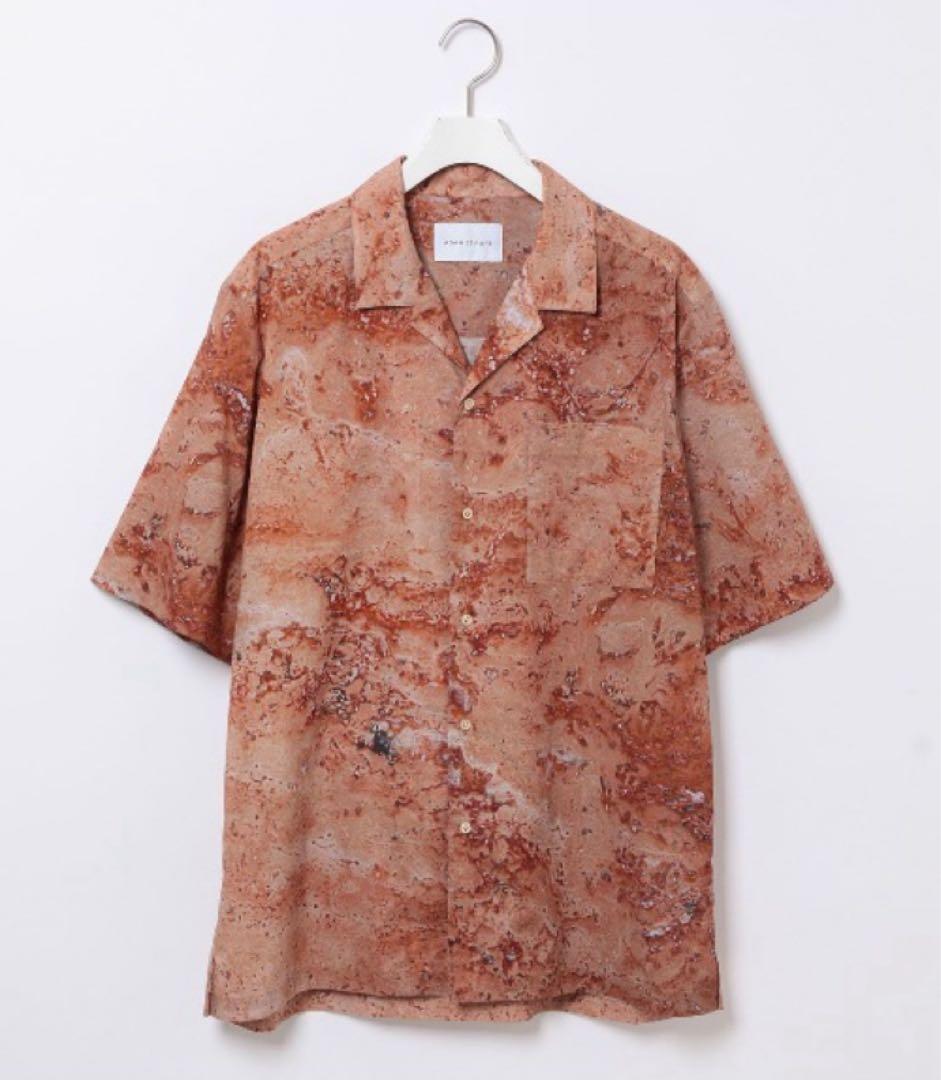 ネイチャー総柄 ドレープ オープンカラーシャツ