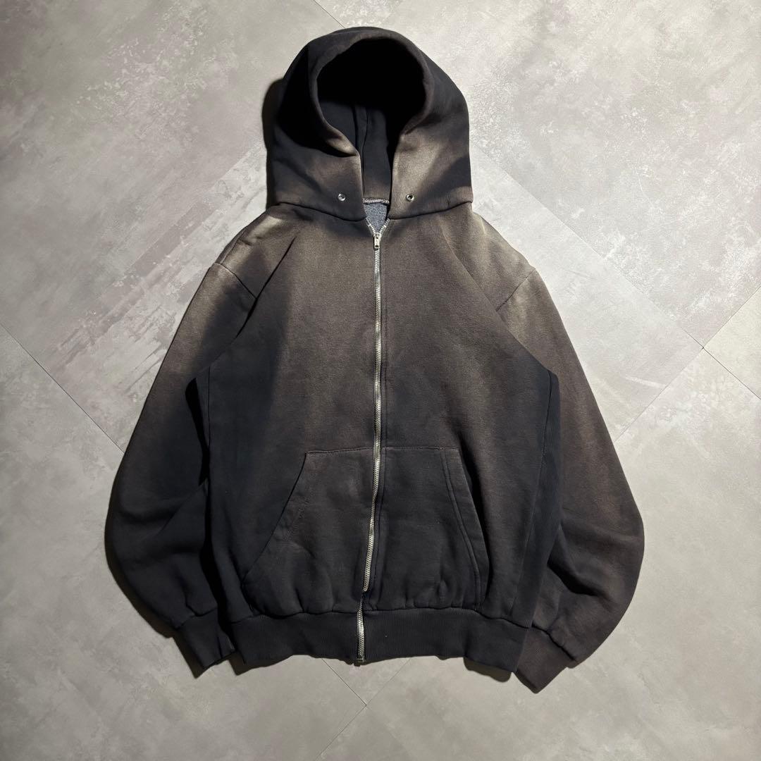 70s - unknown パーカー　フルジップ　サンフェード　黒　ブラック