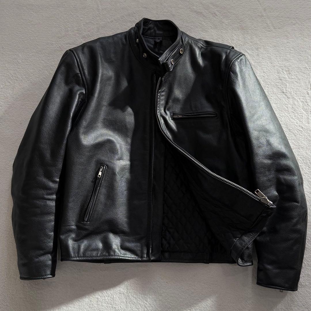 AXEL シングルライダースジャケット　キルティング　牛革　黒　大きいサイズ Amazon | 【本革 牛革 バッファローレザー】 AXEL ライダース