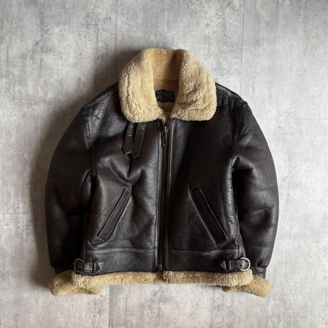 【90s vintage】B-3 フライトジャケット　リアルムートン　本革　短丈