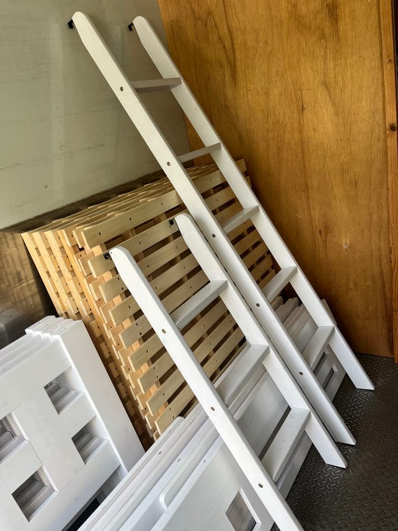 【ルカ】3段ベッド　木製　ホワイト　三段ベッド【引取り限定】【近場配送可】