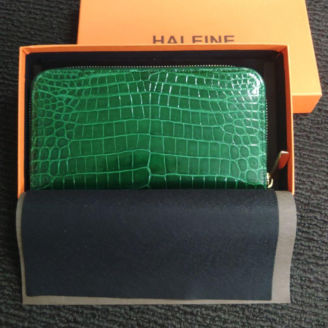 ナイルクロコダイル 財布 グリーン　定価107800円 sankyo shokai（三京商会） ［期間限定価格］クロコダイル メンズ 長