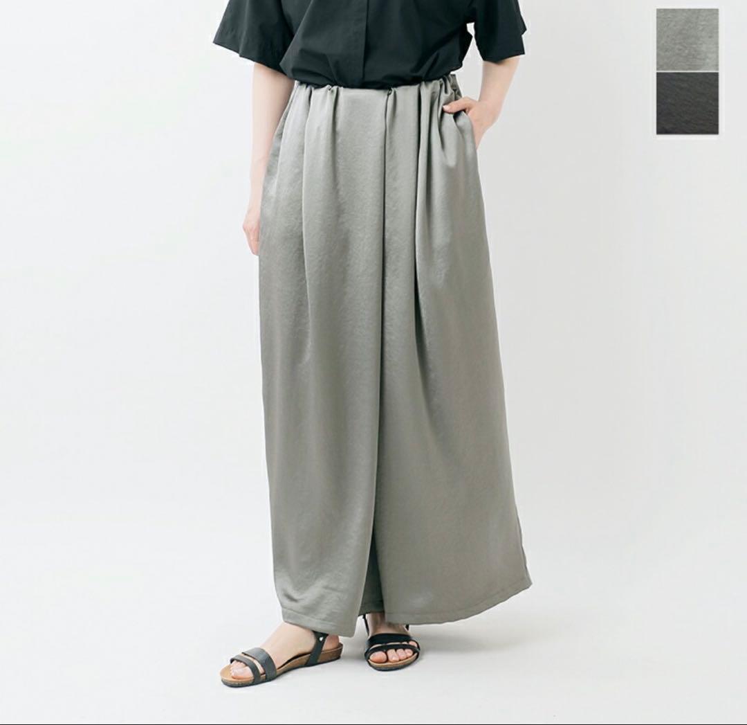 新品未使用⭐︎ミズイロインド　サテン フロントタック ロング スカート