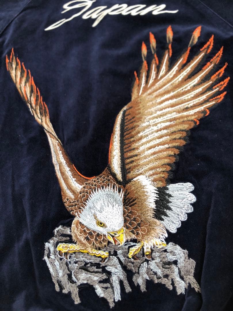 旧ドゥニーム　スカジャン 鷹刺繍 ネイビー
