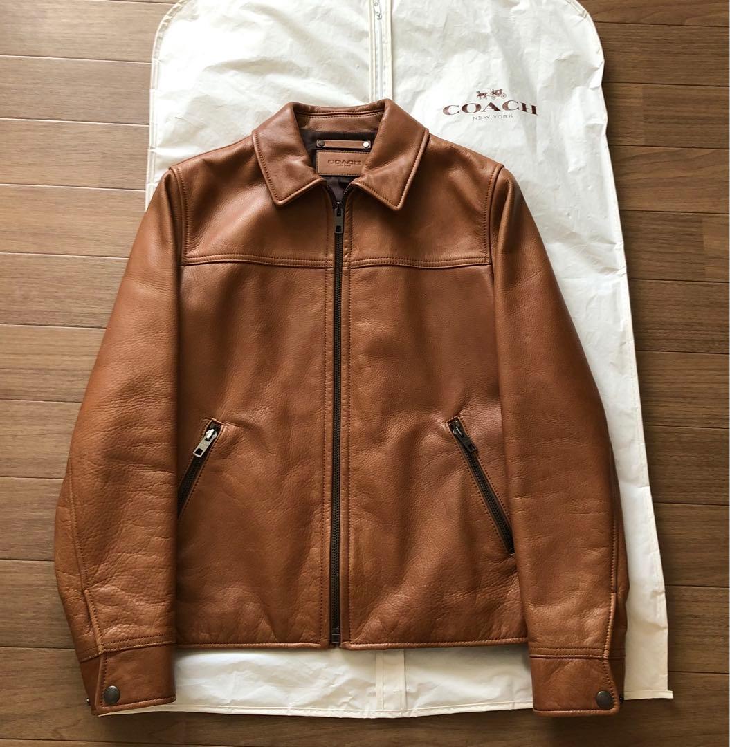 【良品】COACH コーチ レザージャケット キャメル シングル 牛革 XS 中古・古着通販】COACH (コーチ) シングルライダースジャケット