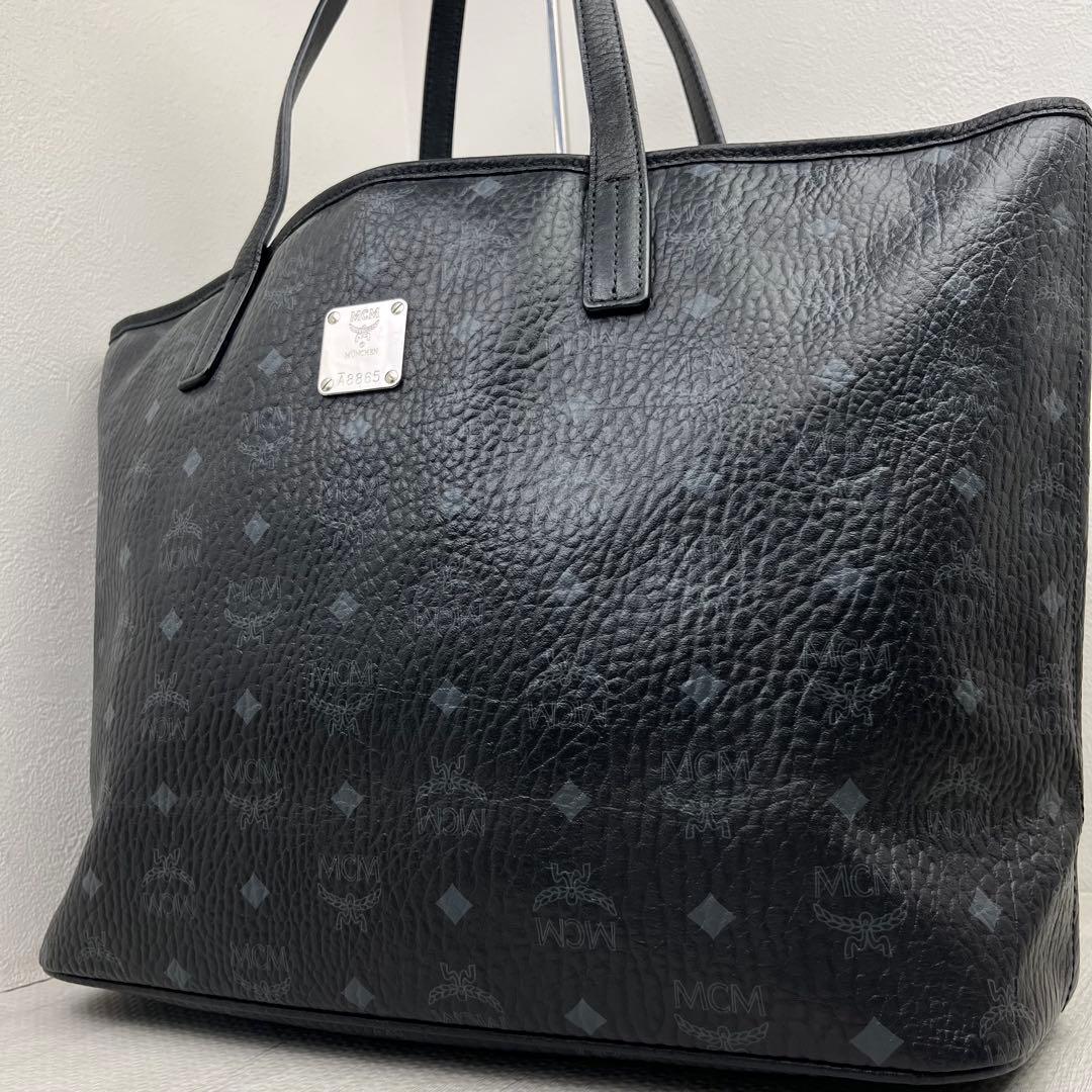 美品✨ MCM トートバッグ ヴィセトス モノグラム レザー ブラック A4◎