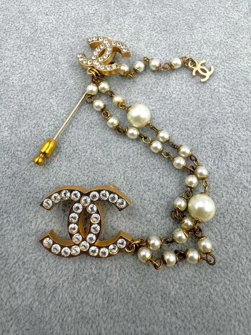 CHANEL シャネル チェーンブローチ ココマーク パール 01/P/GLD