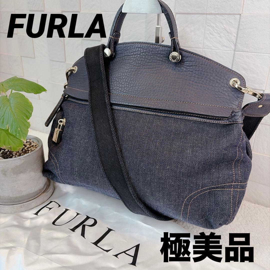 極美品】FURLA フルラ パイパー ショルダーバッグ デニム 2way - メルカリ