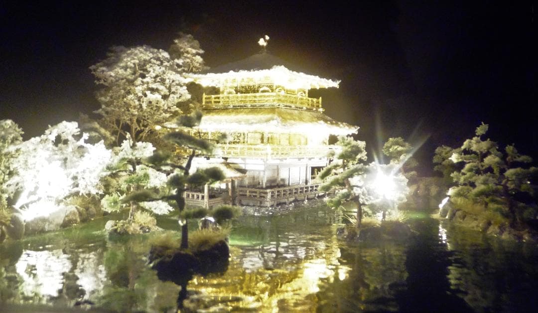 1/150・雪の金閣寺・ジオラマ・完成品・LEDライトアップ・アクリル