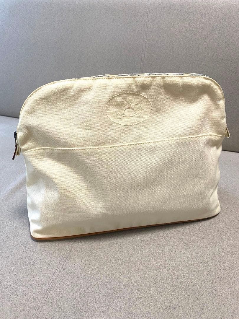 【美品】HERMES ボリードポーチ35 TGM オフホワイト