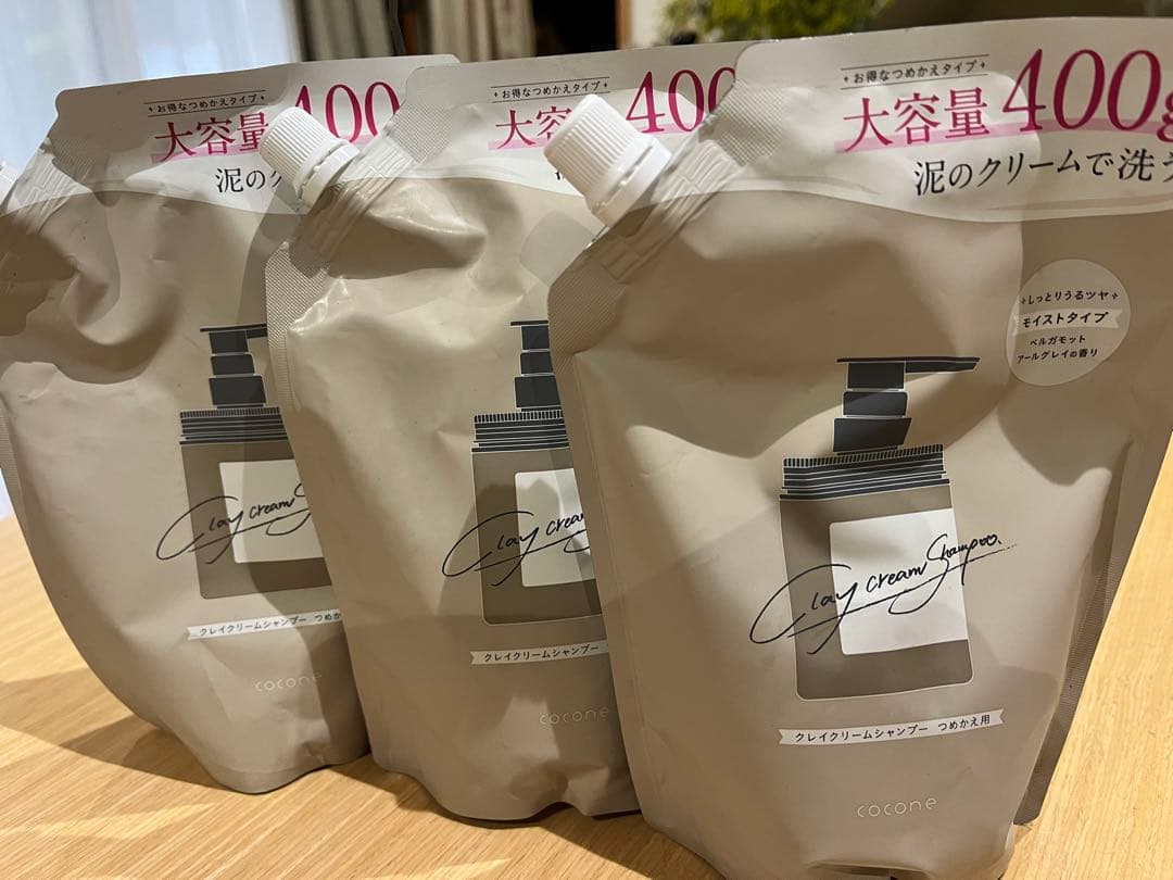 cocone 泥のクリームシャンプー 400ml 3個セット cocone ココネ クレイクリームシャンプー 詰め替え 3袋 ピンク