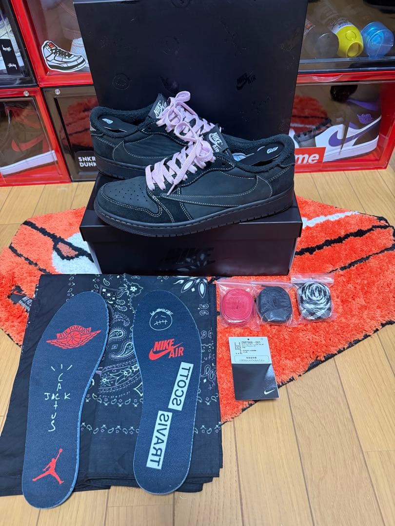 トラヴィススコット×ナイキ AJ1 LOW ブラックファントム 27.5cm