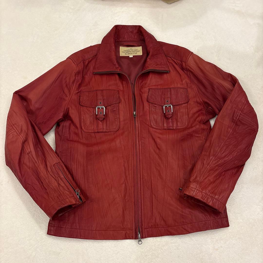 美品　AVIREX レザージャケット XL レッド