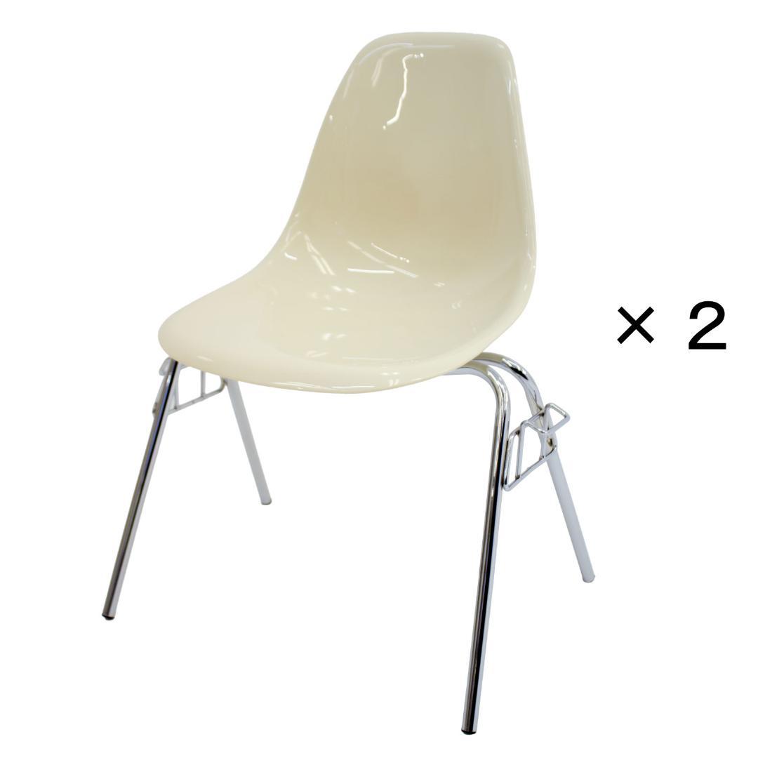 新品サイドシェルチェア イームズ リプロダクト 　クリームホワイト×２