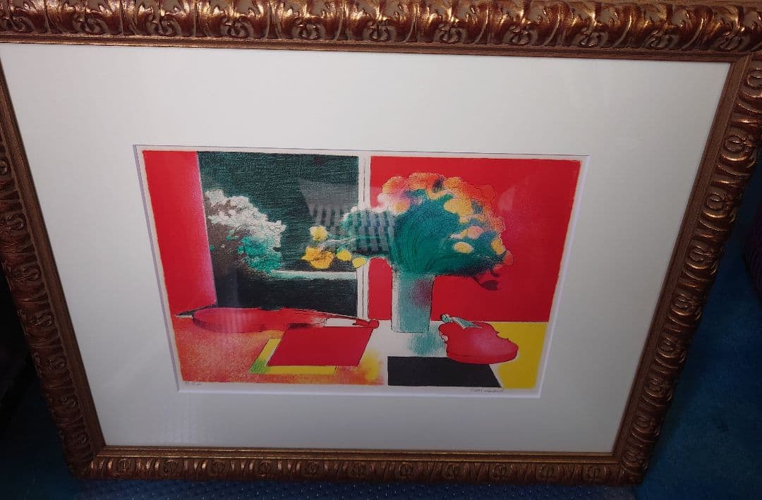 作家　ギヤマン　作品名　花とヴァイオリン　39/200 リトグラフ