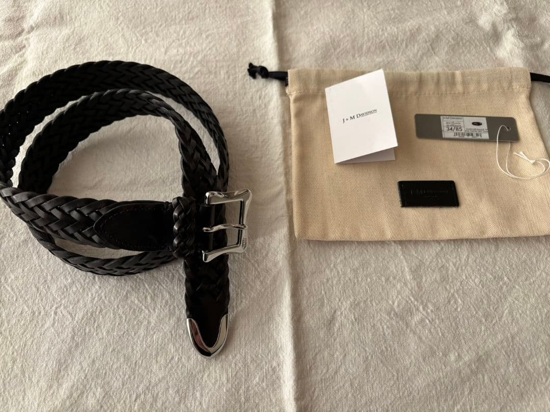 J&M DAVIDSONレザーメッシュベルト ブラック 34/85