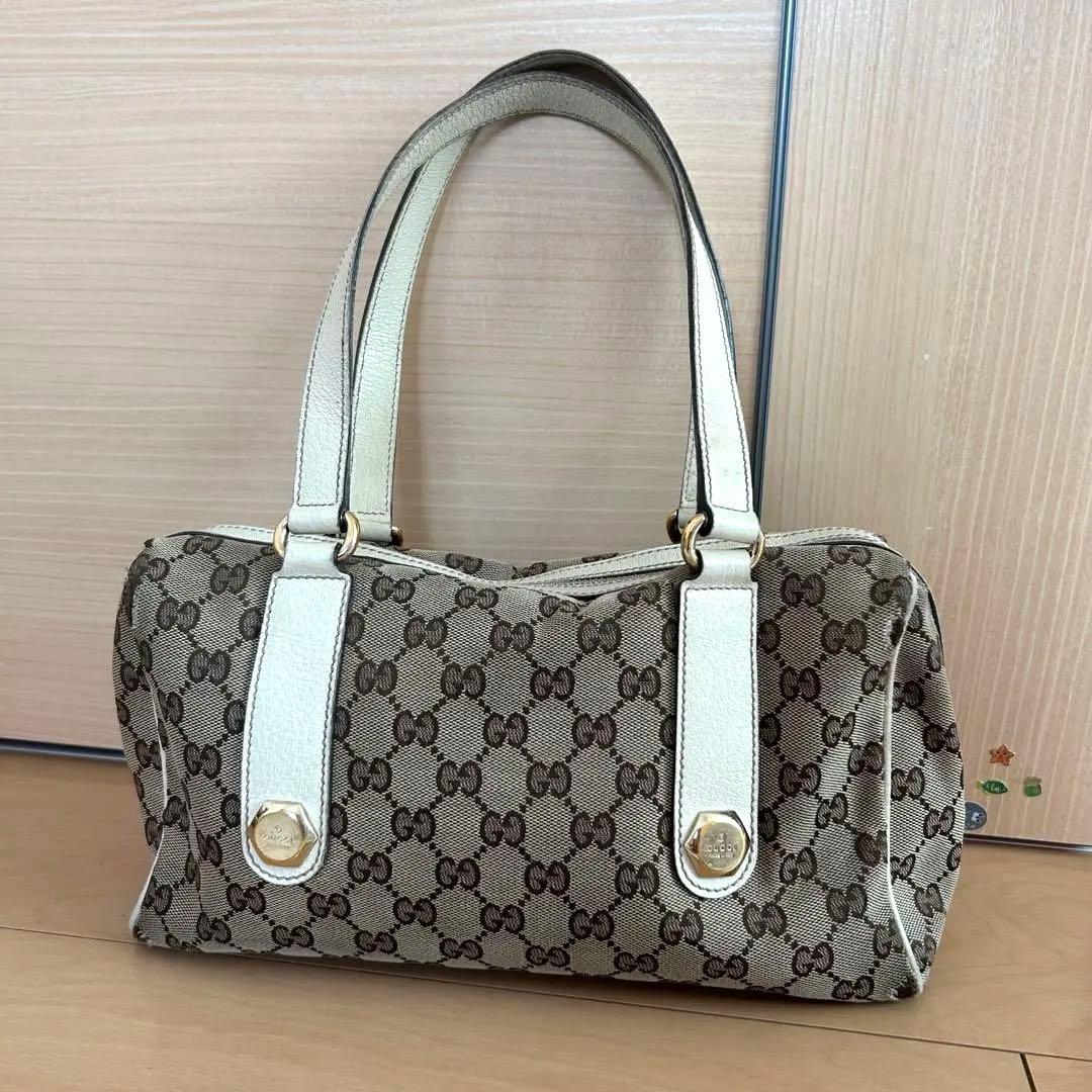 オールドグッチ ミニボストンバッグ GGキャンバス レザー ヴィンテージ