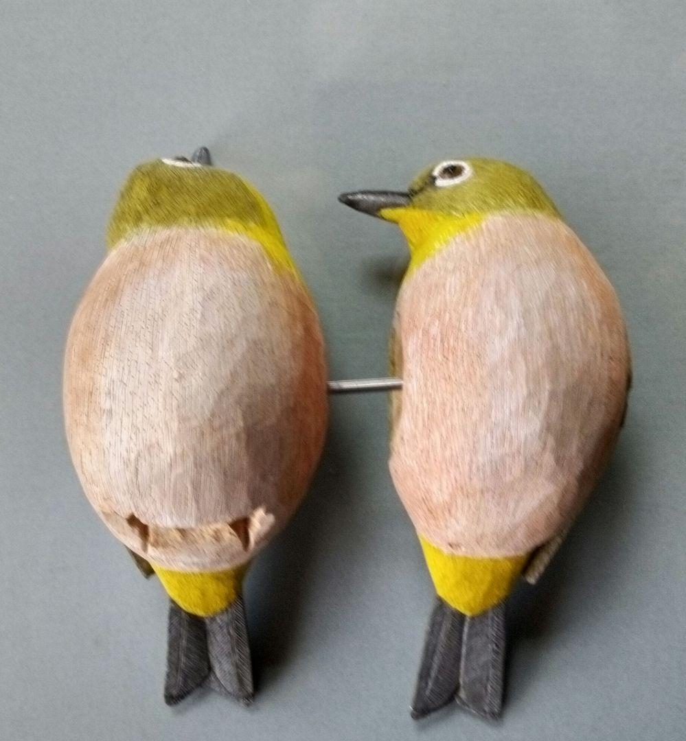 バードカービング　夫婦メジロ