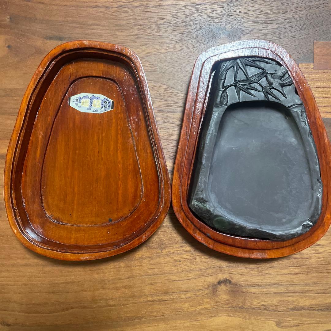 端渓硯 墨　中国 書道具 レトロ ビンテージ 古物 工芸