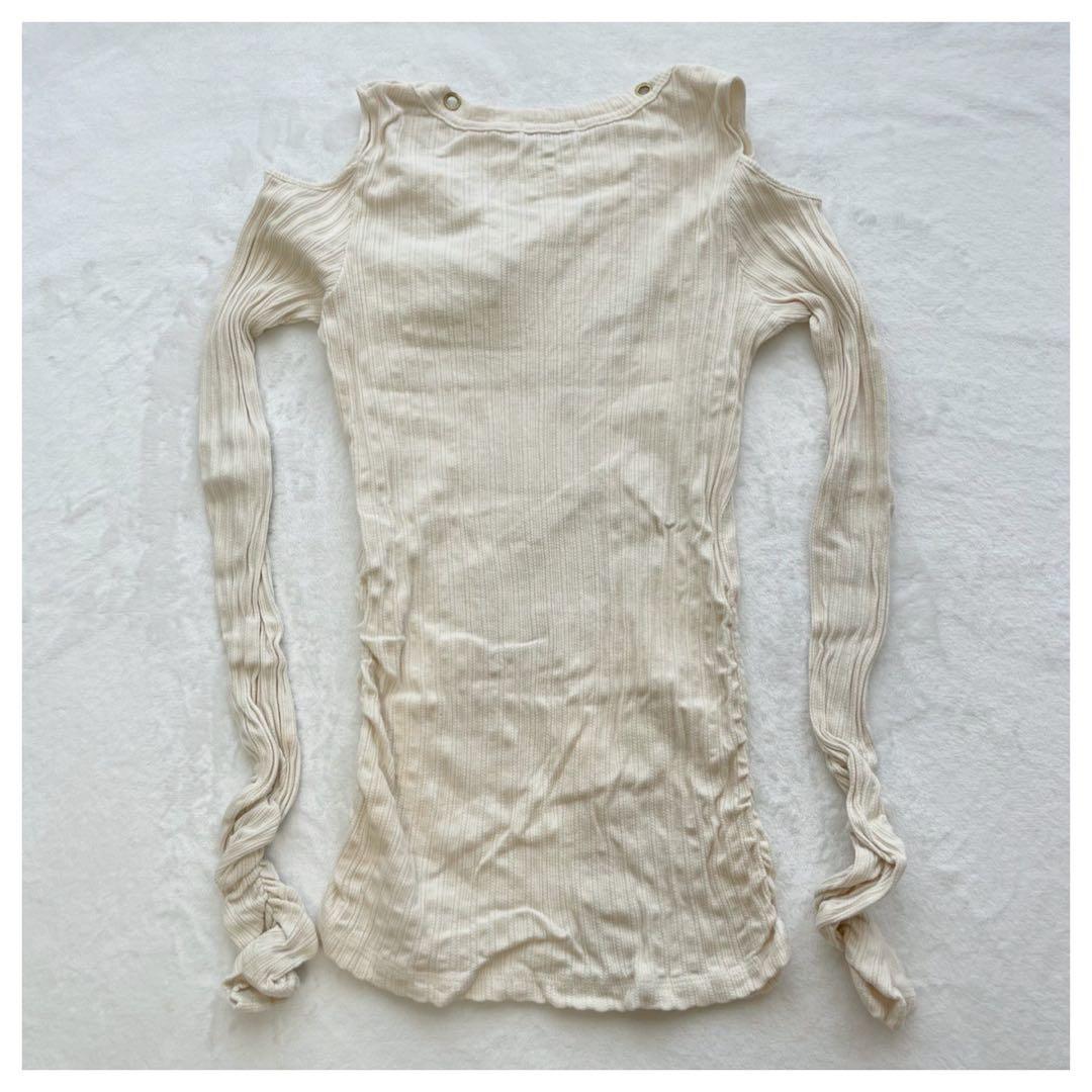 y2k 平成ギャル スカル ドクロ ハート 薔薇 肩出し 長袖 トップス