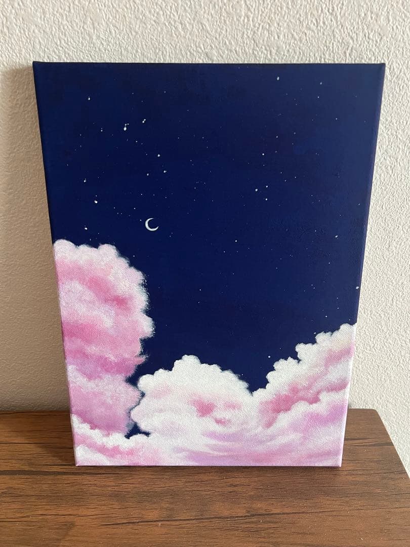 アクリル画　原画　インテリア　雲　F4 絵画 花曇り #アート #イラスト #原画 #絵 #空 #雲 #可愛い #空アート #空