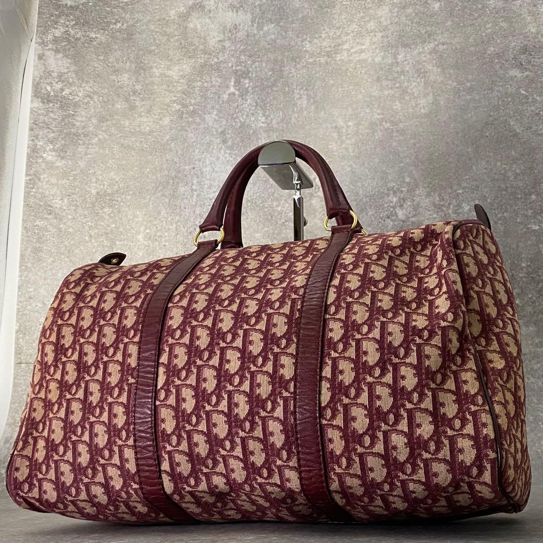 クリスチャン ディオール トロッター柄 ボストンバッグ レッド