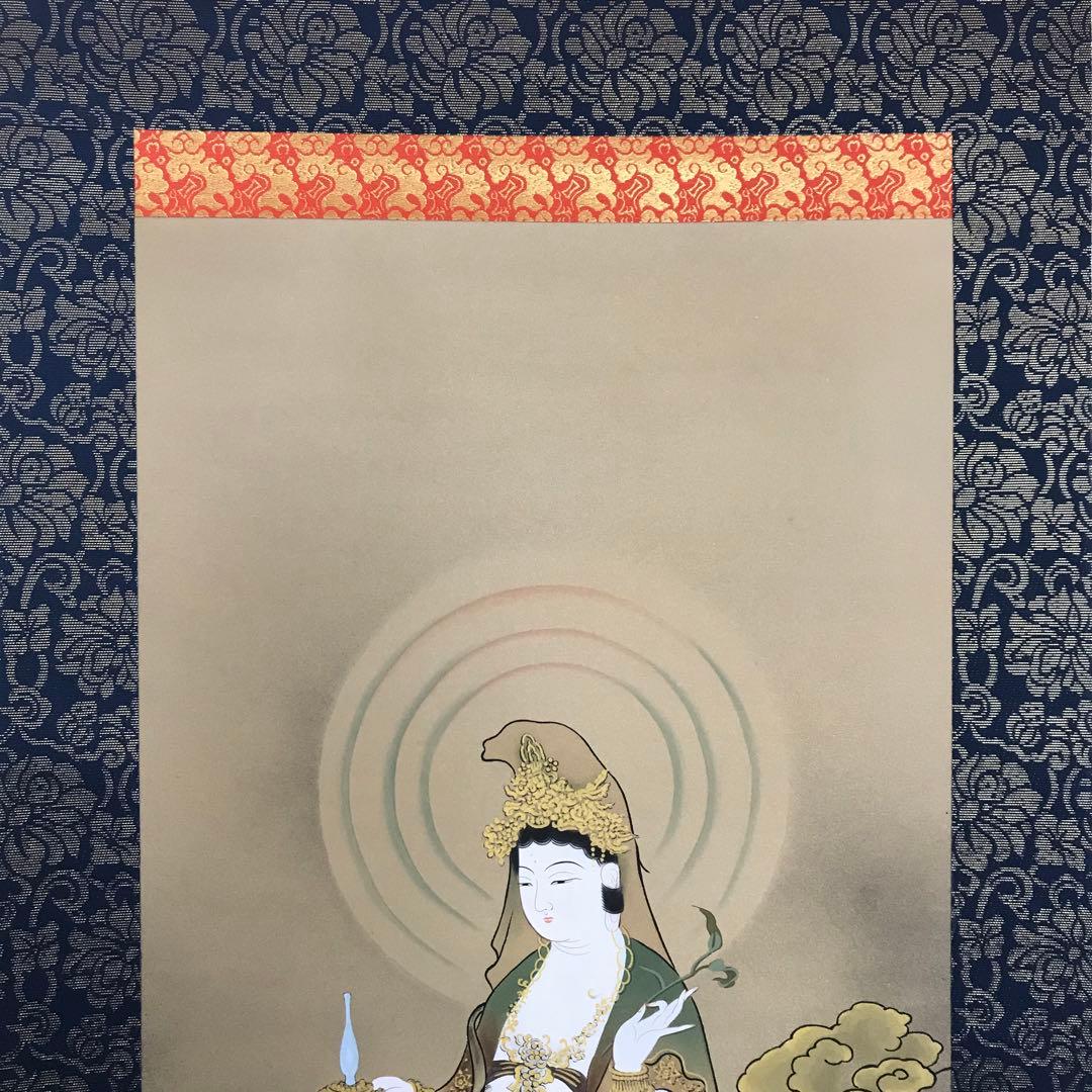 福田素仙「雲上観音」掛軸 絹本 肉筆 共箱 仏画 仏教美術 Z-34 - メルカリ