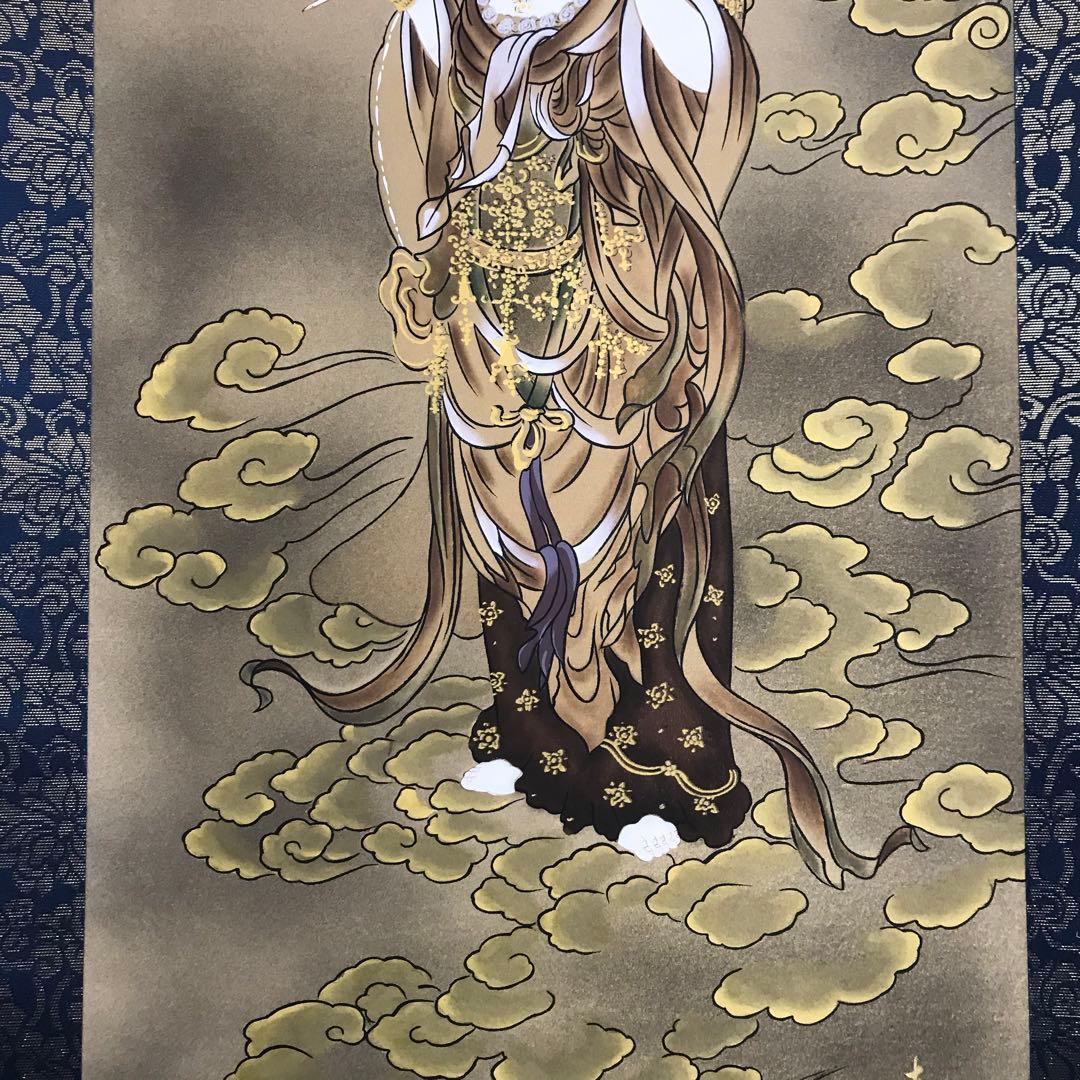 福田素仙「雲上観音」掛軸 絹本 肉筆 共箱 仏画 仏教美術 Z-34 - メルカリ