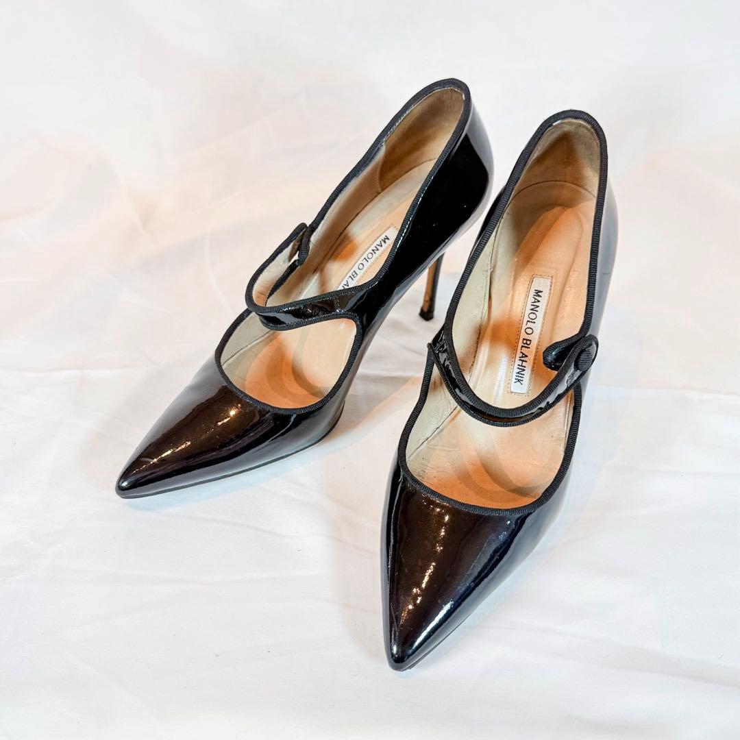 【美品】マノロブラニク パテント メリージェーン 黒 39