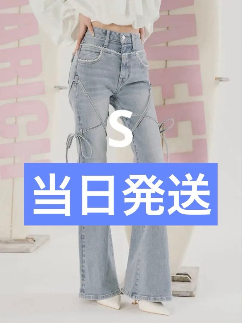 Darich ダーリッチ ピコレースハイウエストフレアデニム S