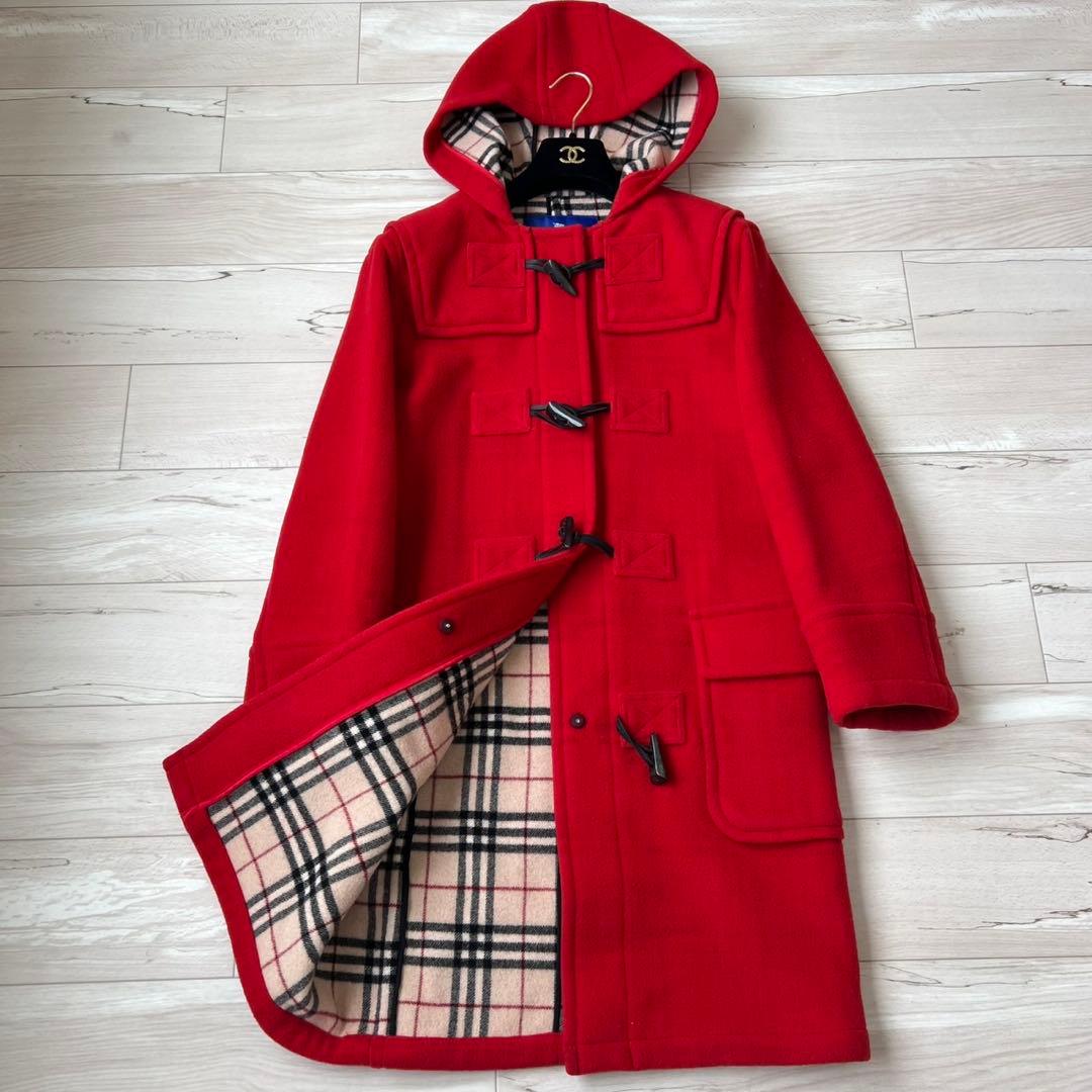 バーバリーブルーレーベル　ロングダッフルコート　ノバチェック　ダブルフェイス