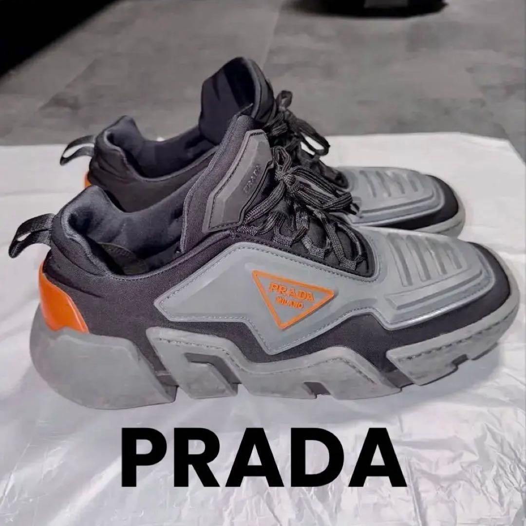 PRADA スニーカー 27cm ☆PRADA☆ プラダRe-Nylon xブラッシュドレザー スニーカー (PRADA