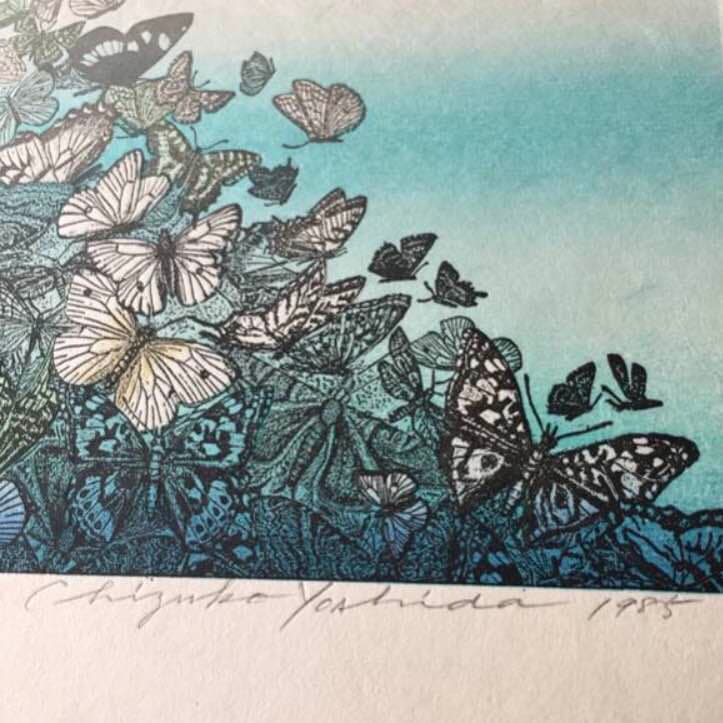 吉田千鶴子 木版＋亜鉛凸版「蝶舞う－冬」シート - メルカリ