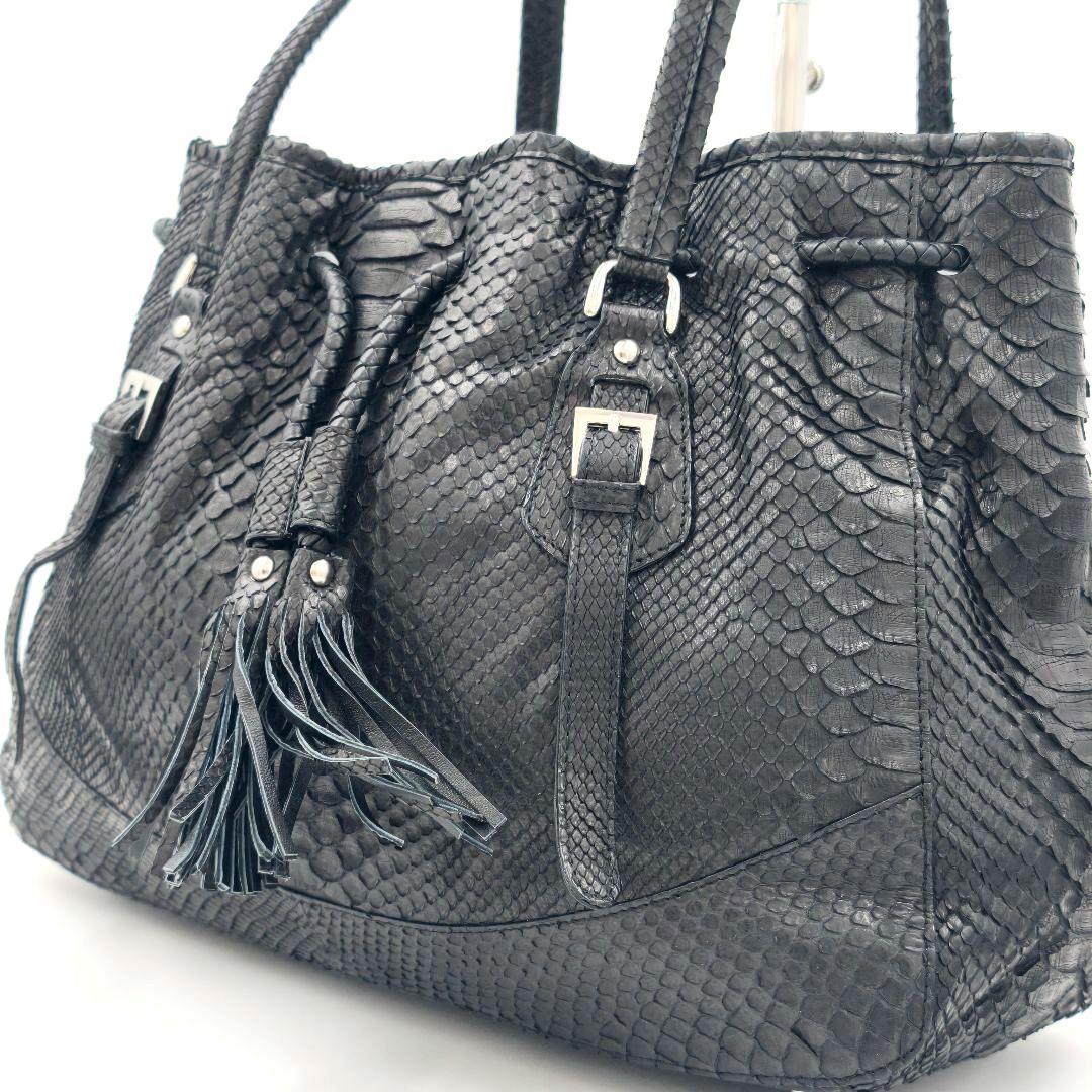【美品 高級◎】パイソン トートバッグ ビジネス A4 肩掛け ヘビ革