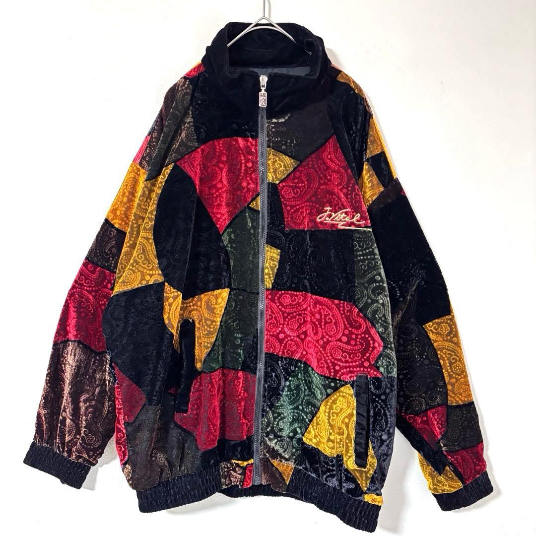 Jackie Vital ヴィンテージ　ベロアジャケット　フルジップ　ペイズリー