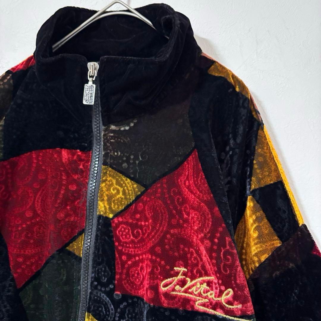 Jackie Vital ヴィンテージ ベロアジャケット フルジップ ペイズリー