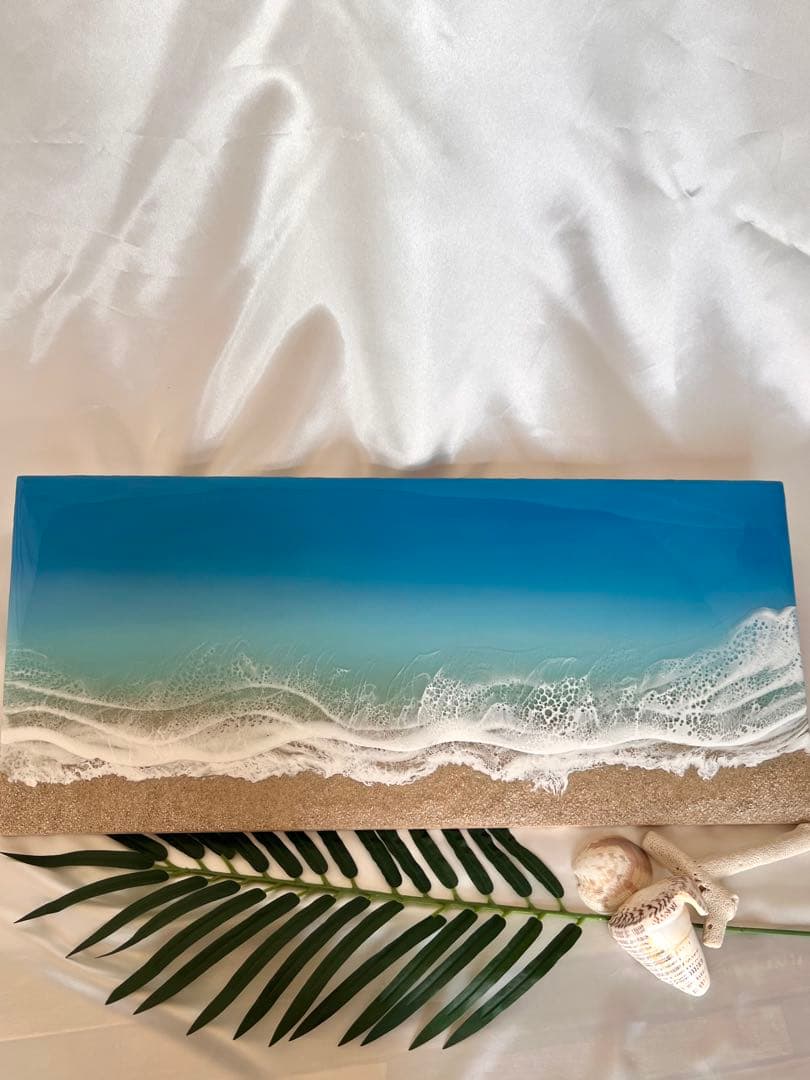 大パネル『宮古島ブルー』レジンアート 59.5cm × 27.0cm