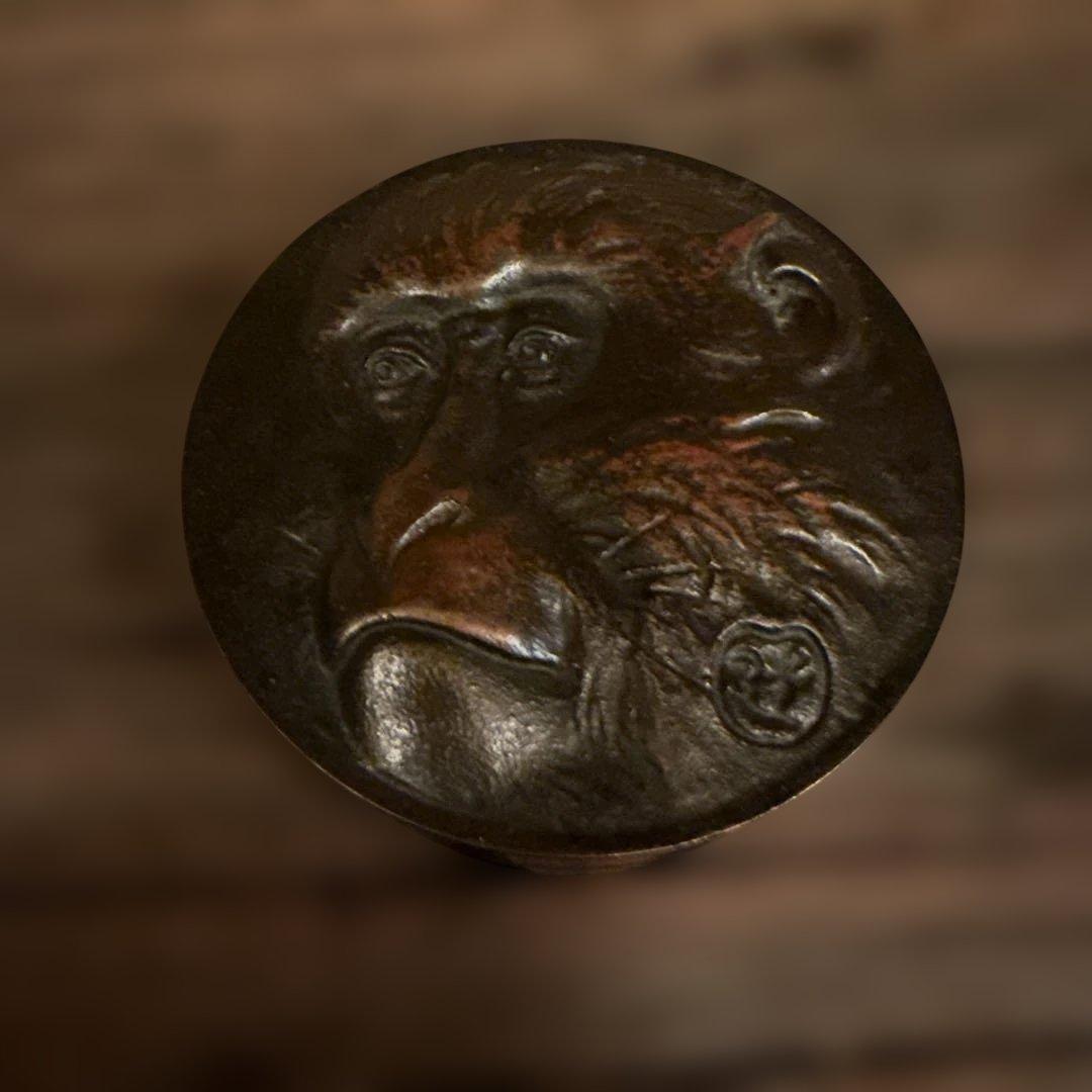 高村光雲原型　老猿　朱肉　銅像