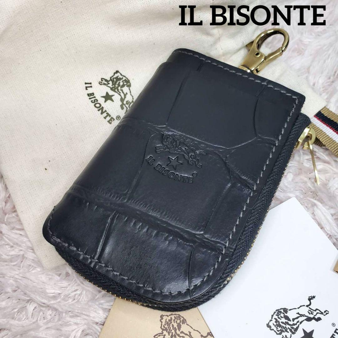 極美品 IL BISONTE イルビゾンテ クロコ型押し キーケーススマートキー