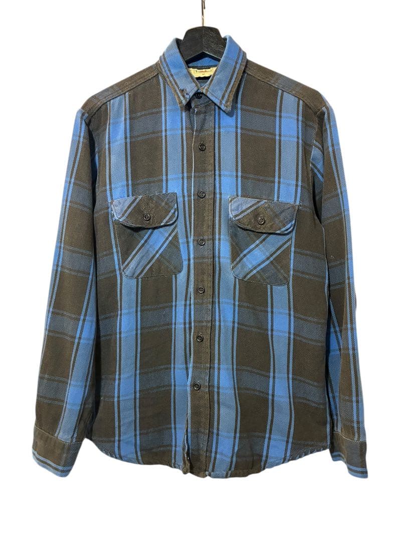 ぐ*す様 70s Trails End 青黒 ブロックチェック ネルシャツ ヴィ