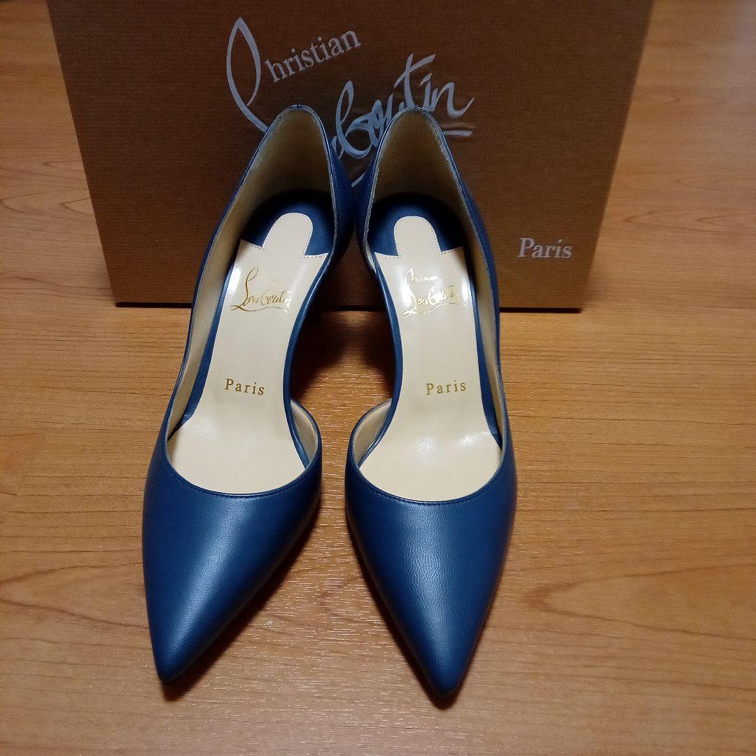 Christian Louboutin 青 レザーハイヒール　ほぼ未使用