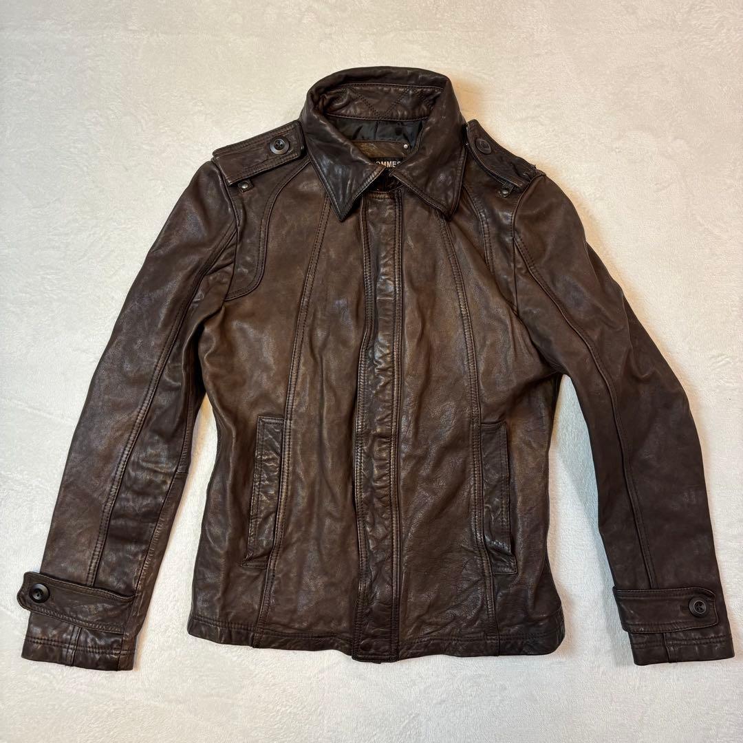 【高級馬革】5351プールオム　シングルライダース レザージャケット ブラウン 楽天市場】レザージャケット 上品 高級 本革 馬革 ライダース
