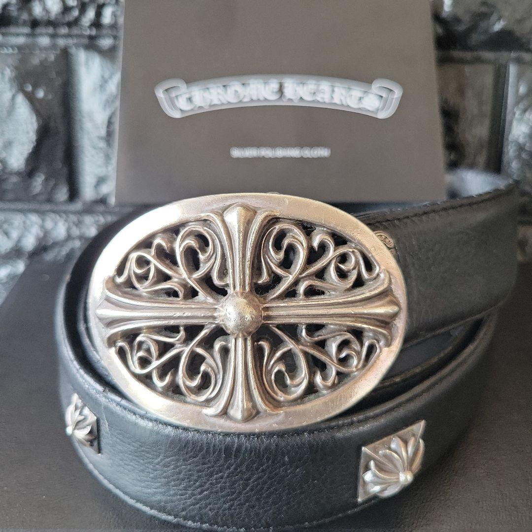 クロムハーツ クラシックオーバルクロス バックル ベルト34インチ