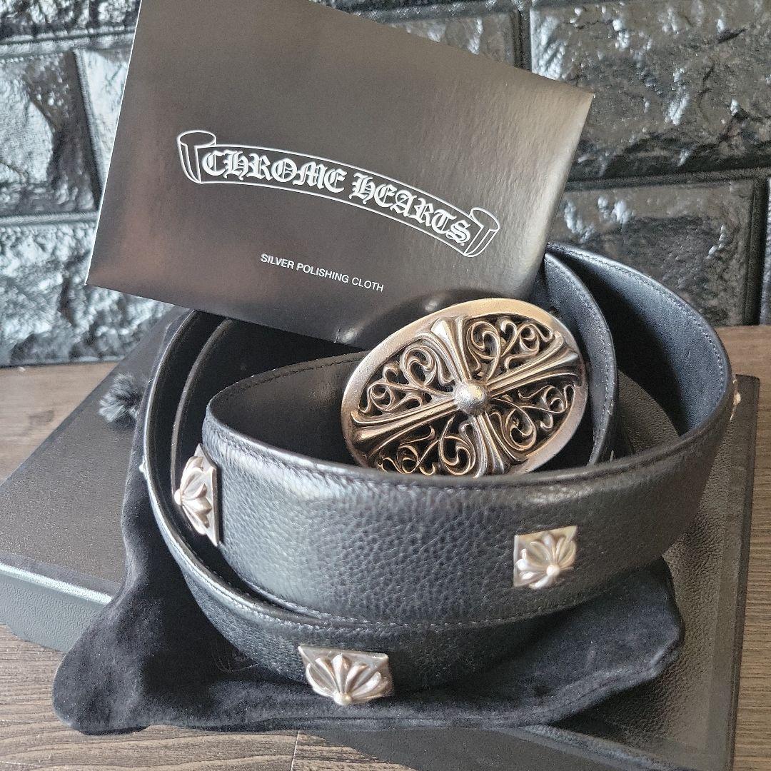 クロムハーツ クラシックオーバルクロス バックル ベルト34インチ