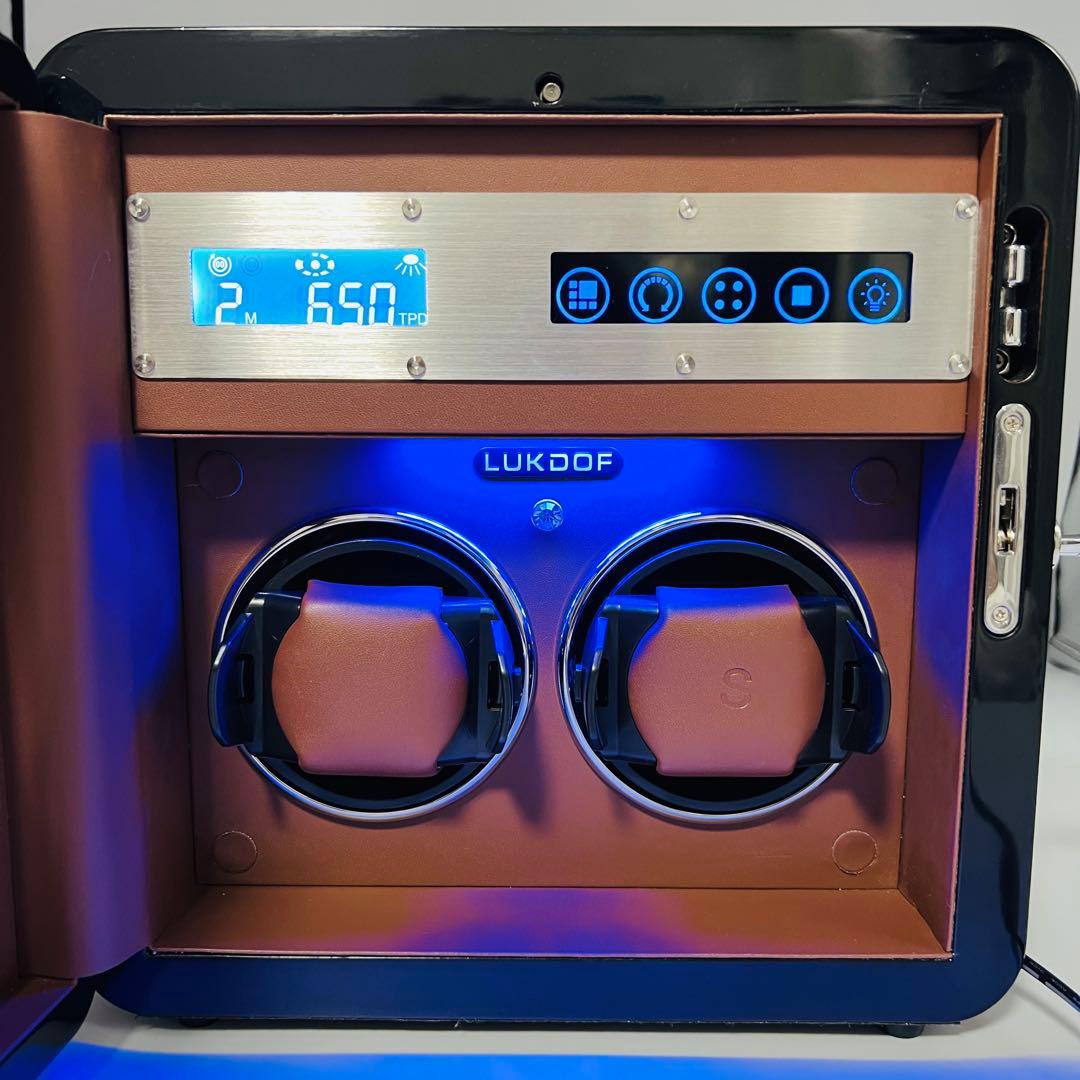 lukdof 新作 2本巻き上げ& 3本収納 腕時計 ウォッチワインダー